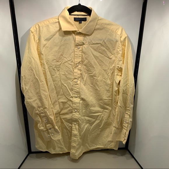 Tommy Hilfiger Men's Long Sleeve Button-Down Yellow Twill Shirt  M 15 1/2 32-33 - Picture 1 of 9